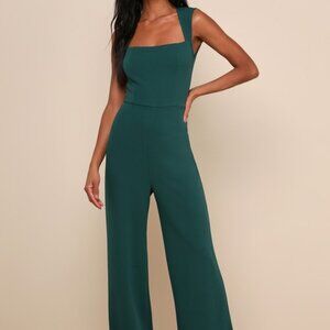 Lulus Enticing Endeavors Emerald Green Jumpsuit - Size M